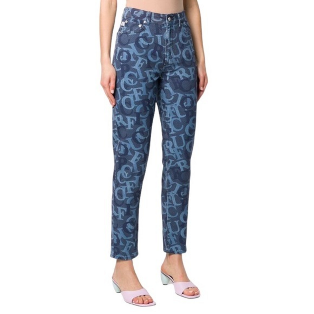 Fiorucci Tara Logo Blue Jaquard Jeans